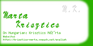 marta krisztics business card